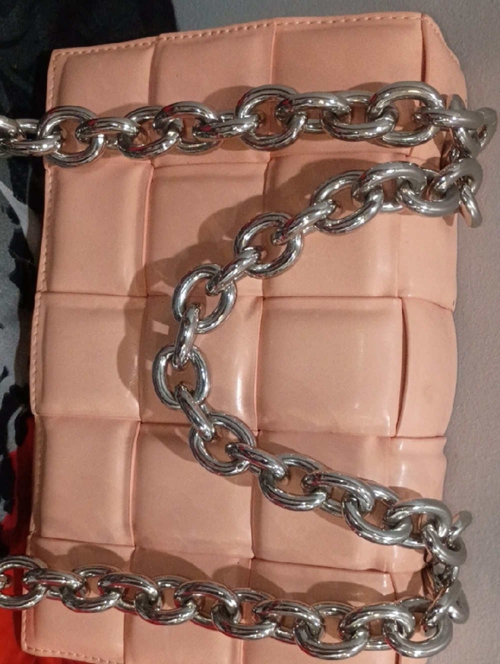 Bottega Veneta Blush Patent Intrecciato Chain Shoulder Bag